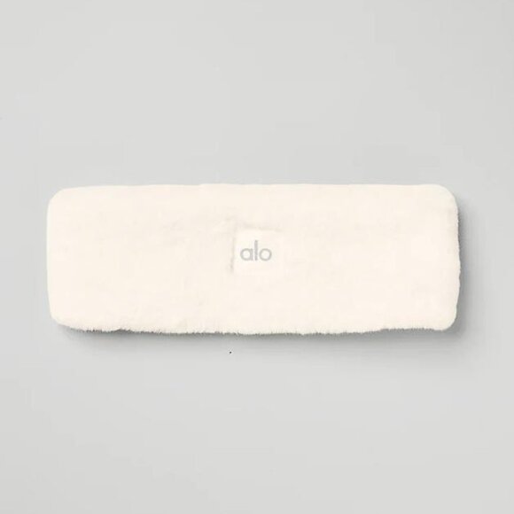 ALO YOGA Women's Faux Fur Ear Warmers In Ivory - Picture 1 of 9